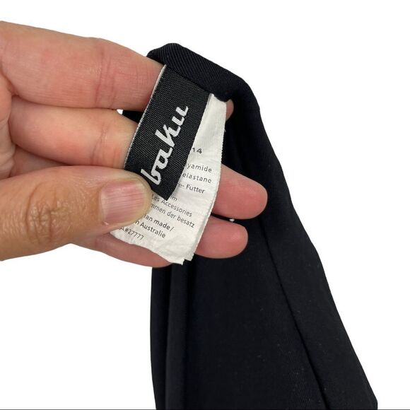 BAKU Australia Black Halter Ruched Tummy Chain Detail One Piece Swimsuit Size 14 - Picture 5 of 5